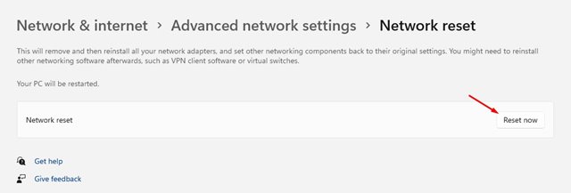 Reset Network Settings