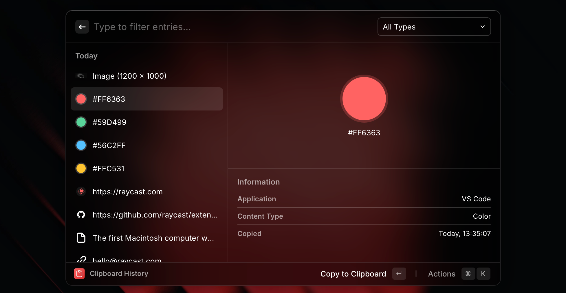 Raycast for macOS.