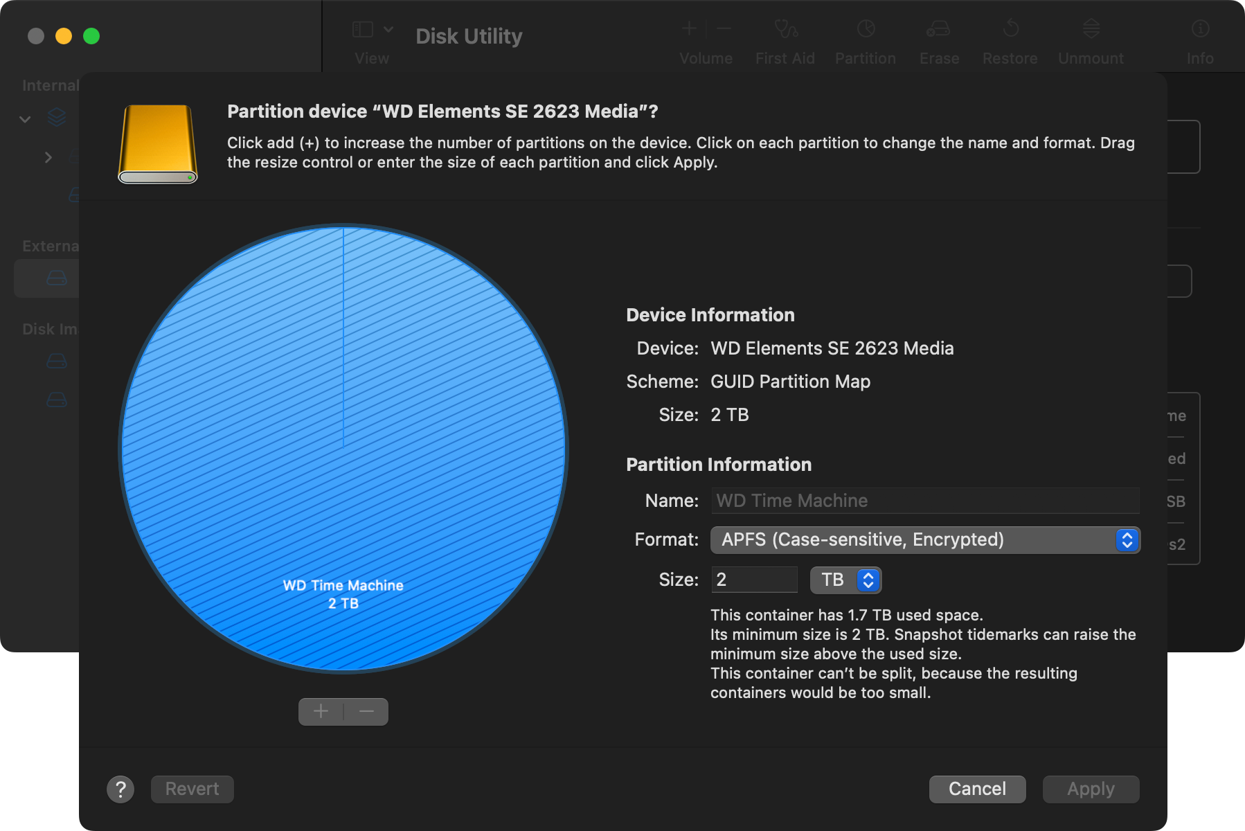 Partitioning a Time Machine drive.
