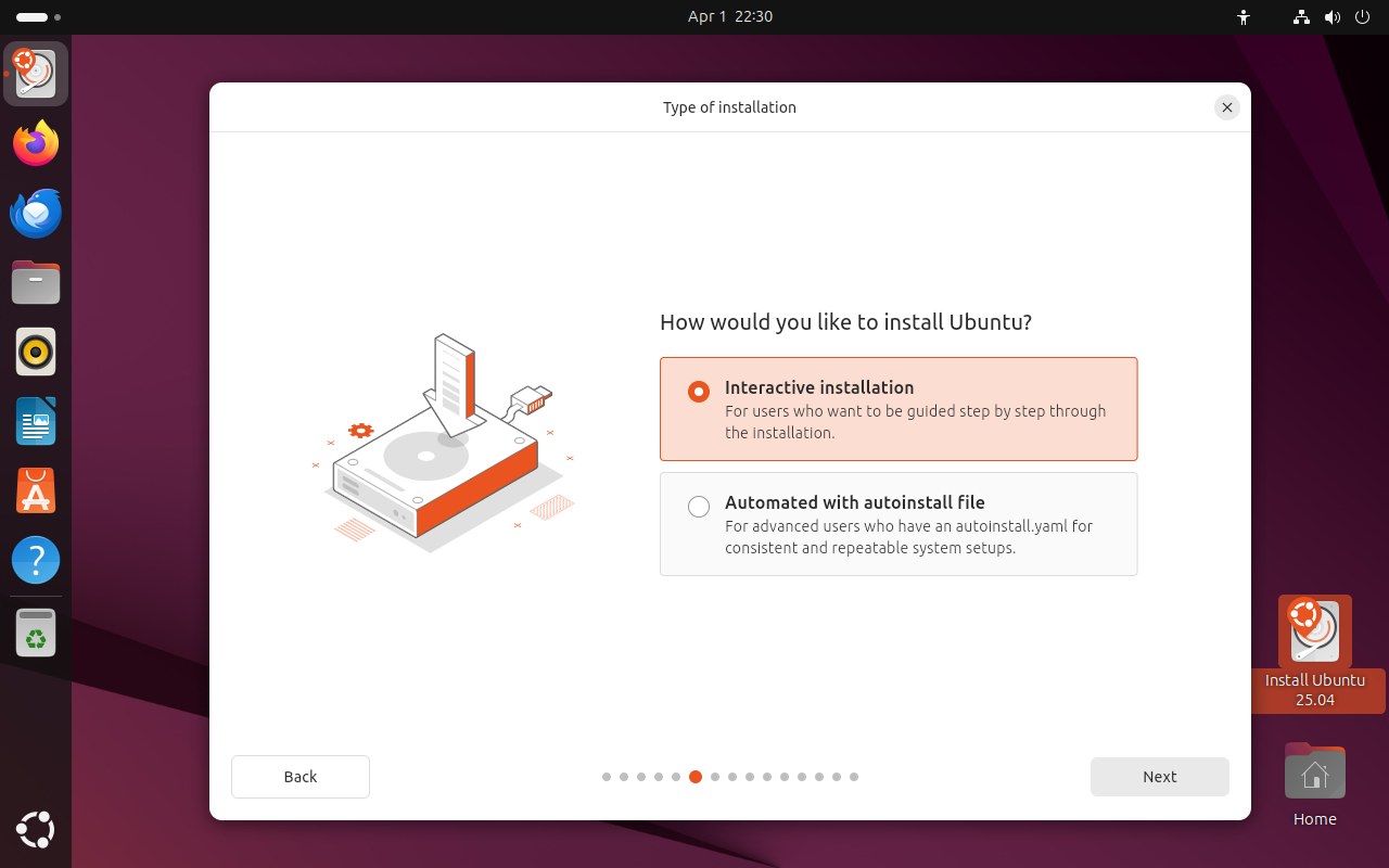 Screenshot of Ubuntu 25.04 installer.