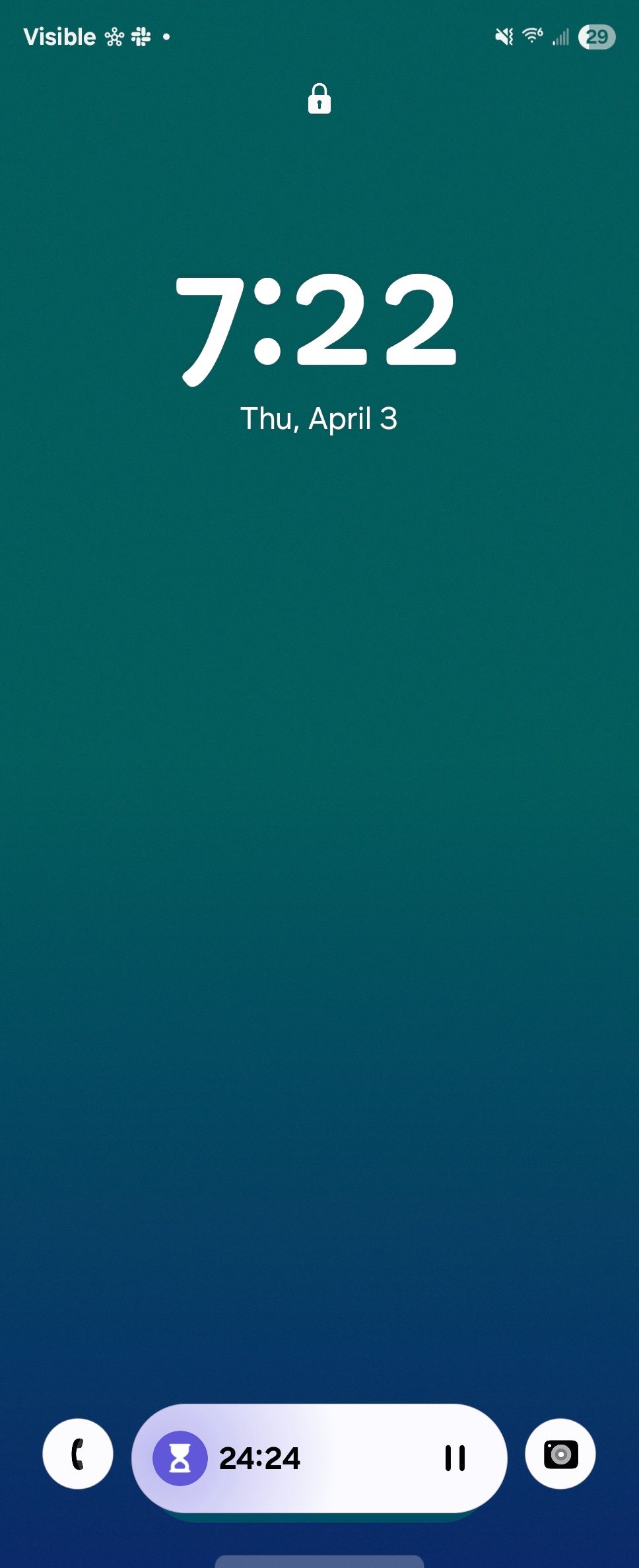 The lockscreen on a Galaxy Z Fold 6 running One UI 7, with the Now Bar showing a timer.
