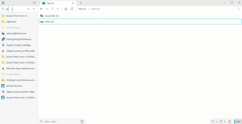 Search feature of File Pilot.