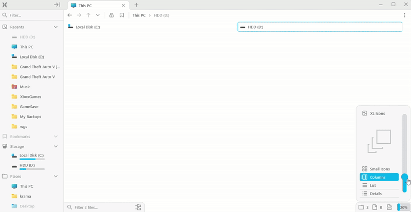 Slider in File Pilot.