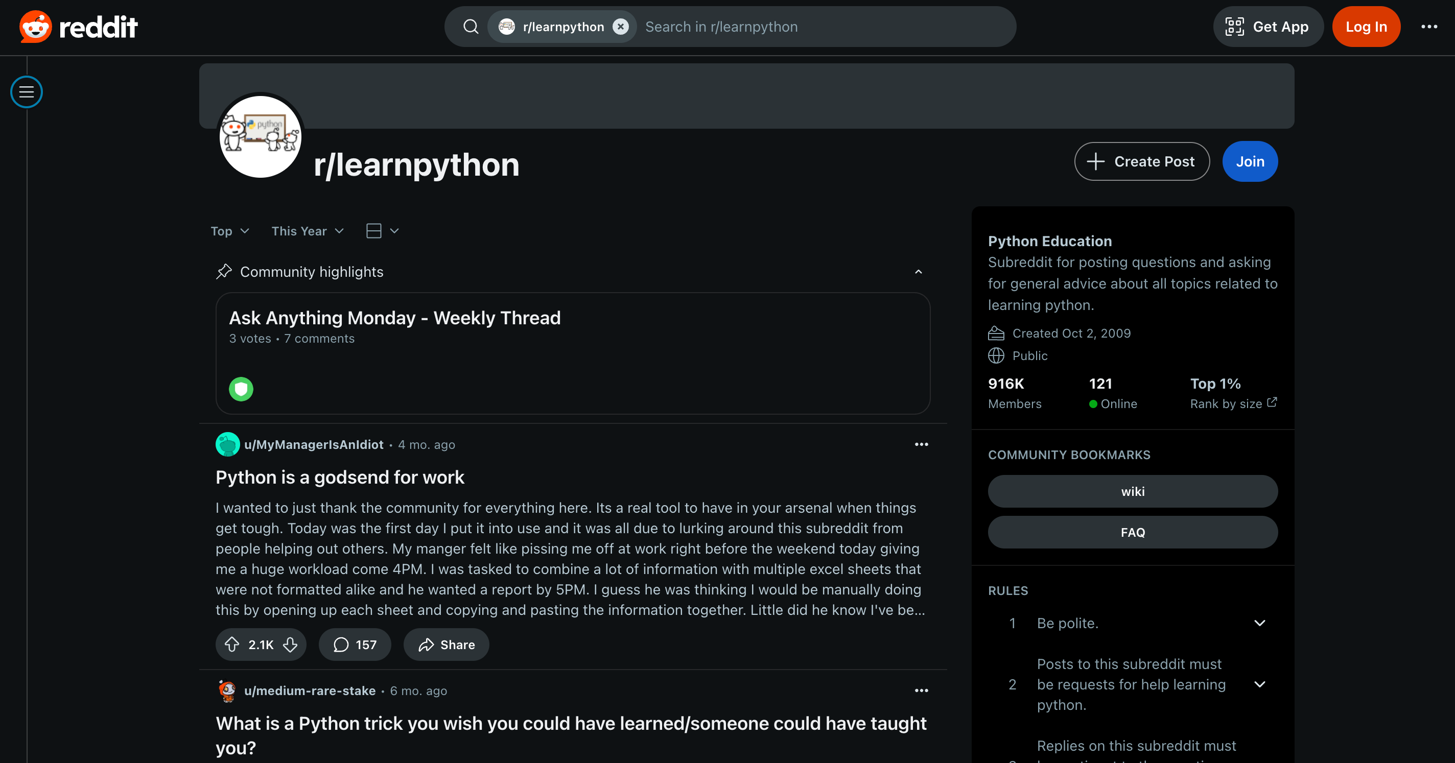 The Learn Python sub on reddit.