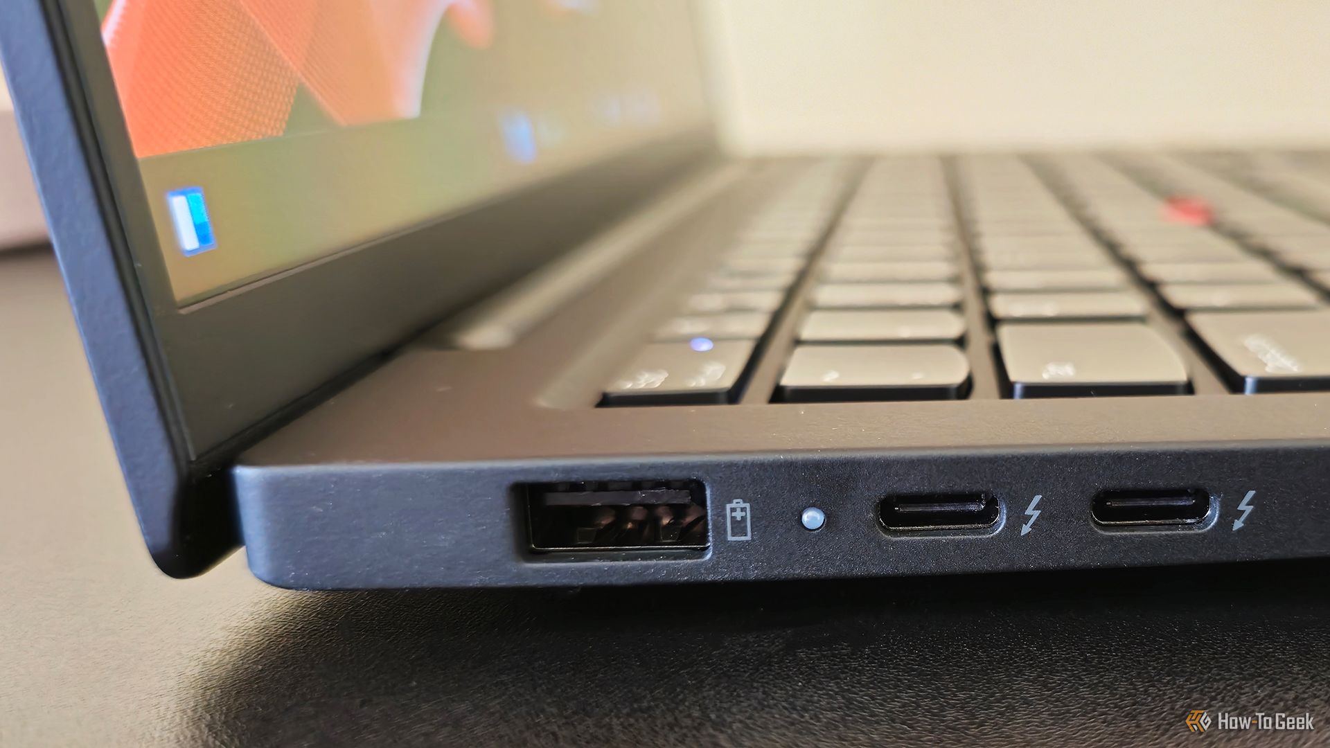 The left ports on the Lenovo ThinkPad X1 Carbon Gen 13 Aura Edition laptop.