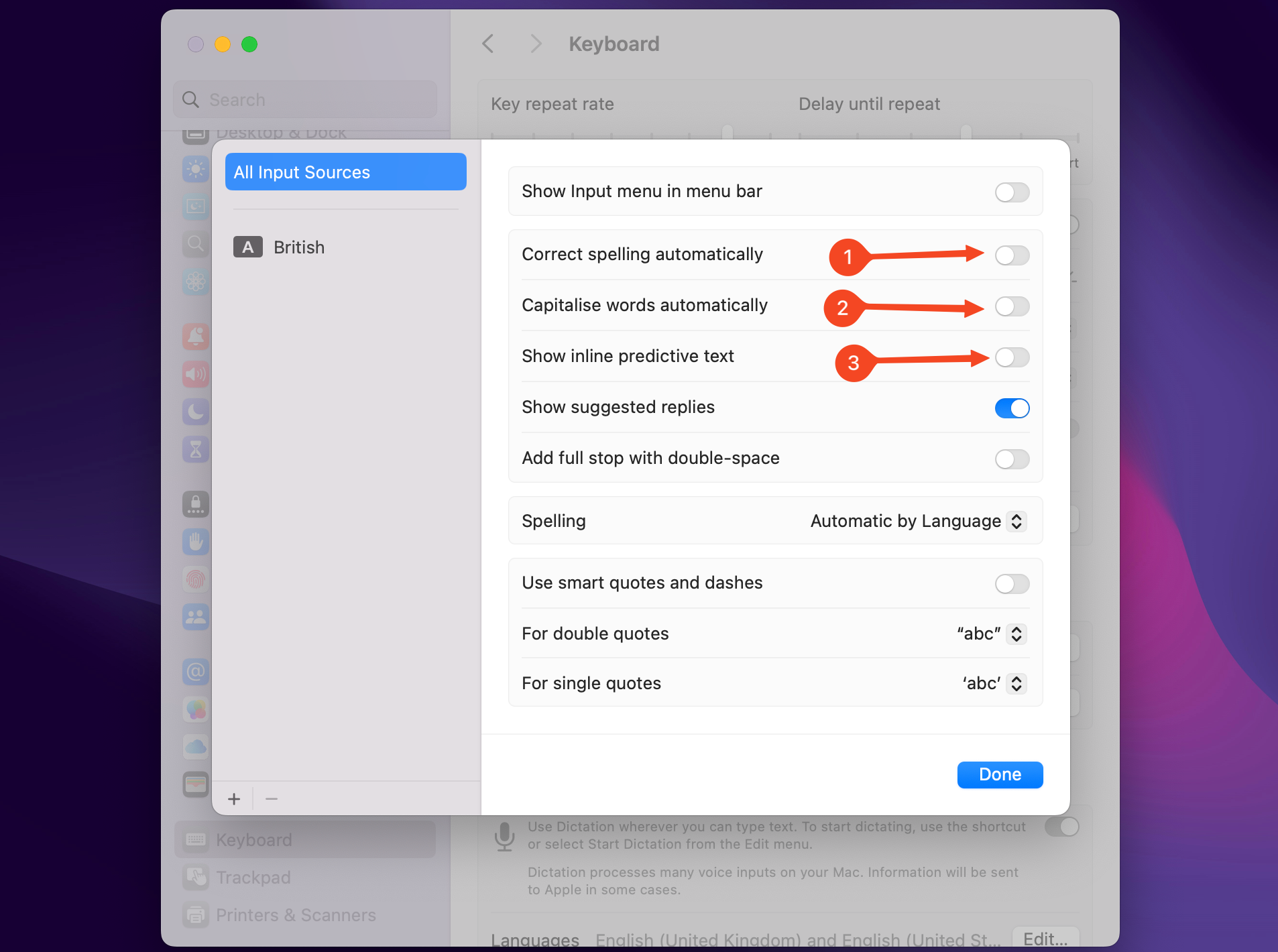 Turn off autocorrect in macOS.