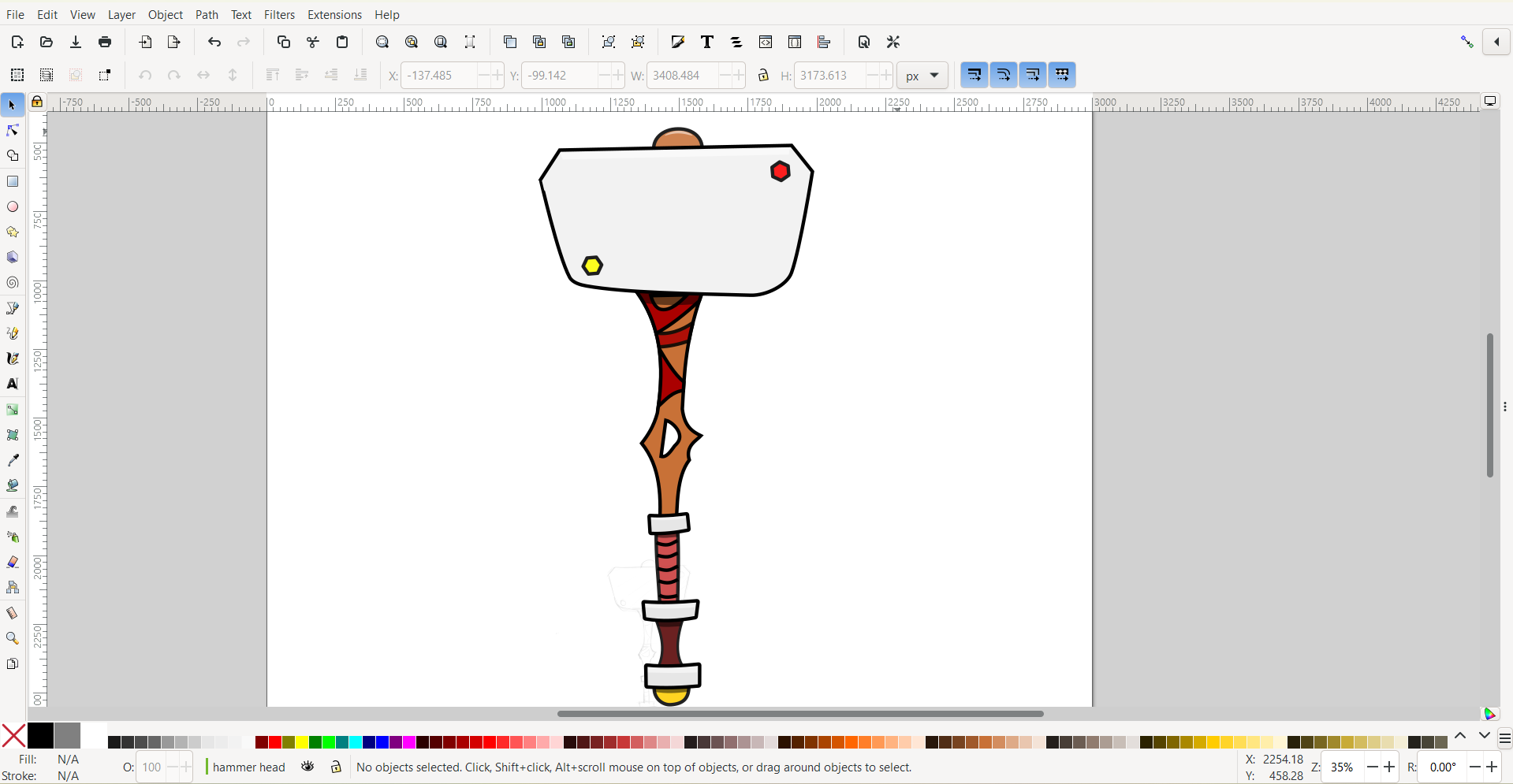 A cartoon hammer in Inkscape.