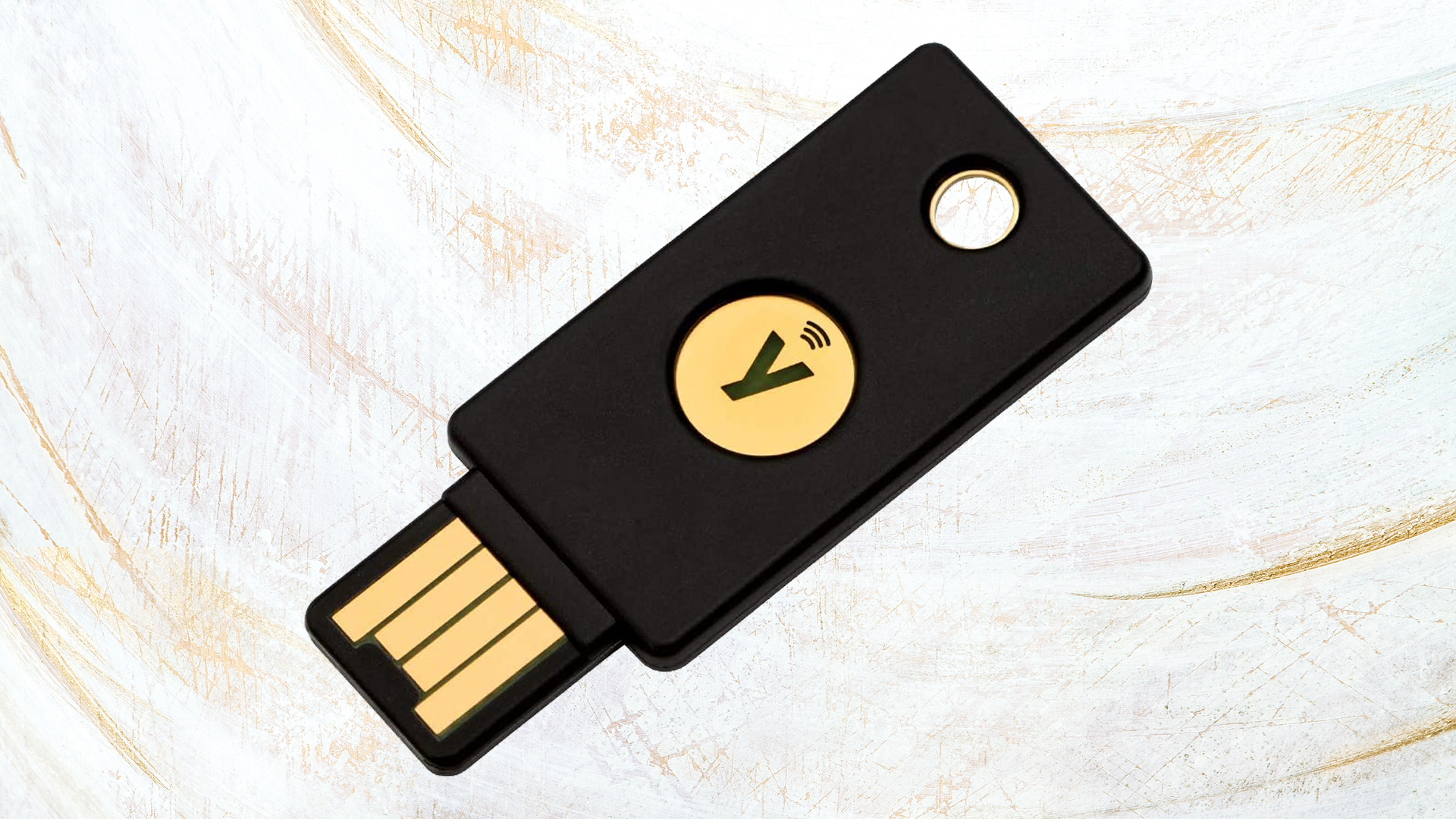 A security key right next to a transparent background.
