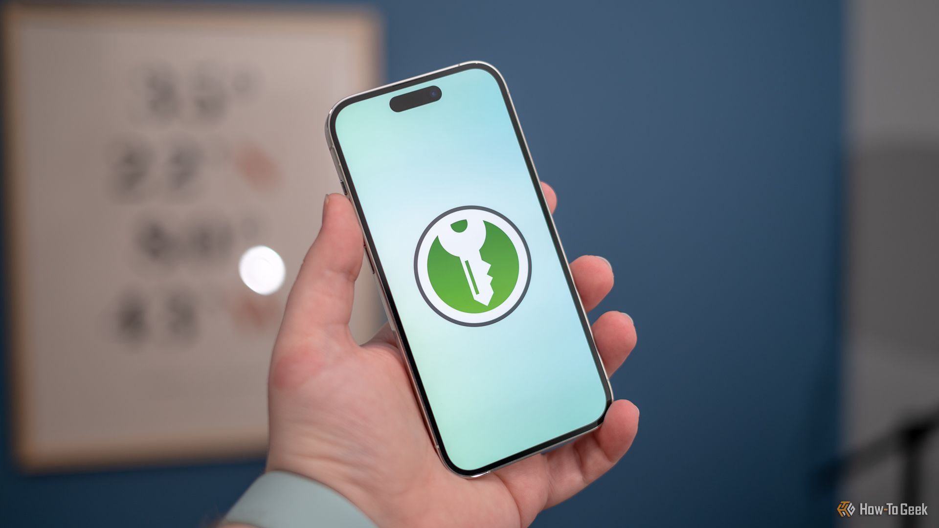 KeePassXC logo on a mobile phone.