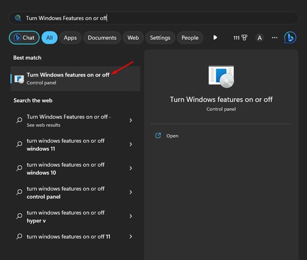 Turn Windows Features on or off