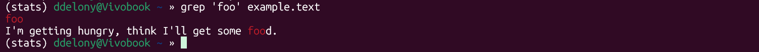 grep output of a search, with matches highlighted in red.