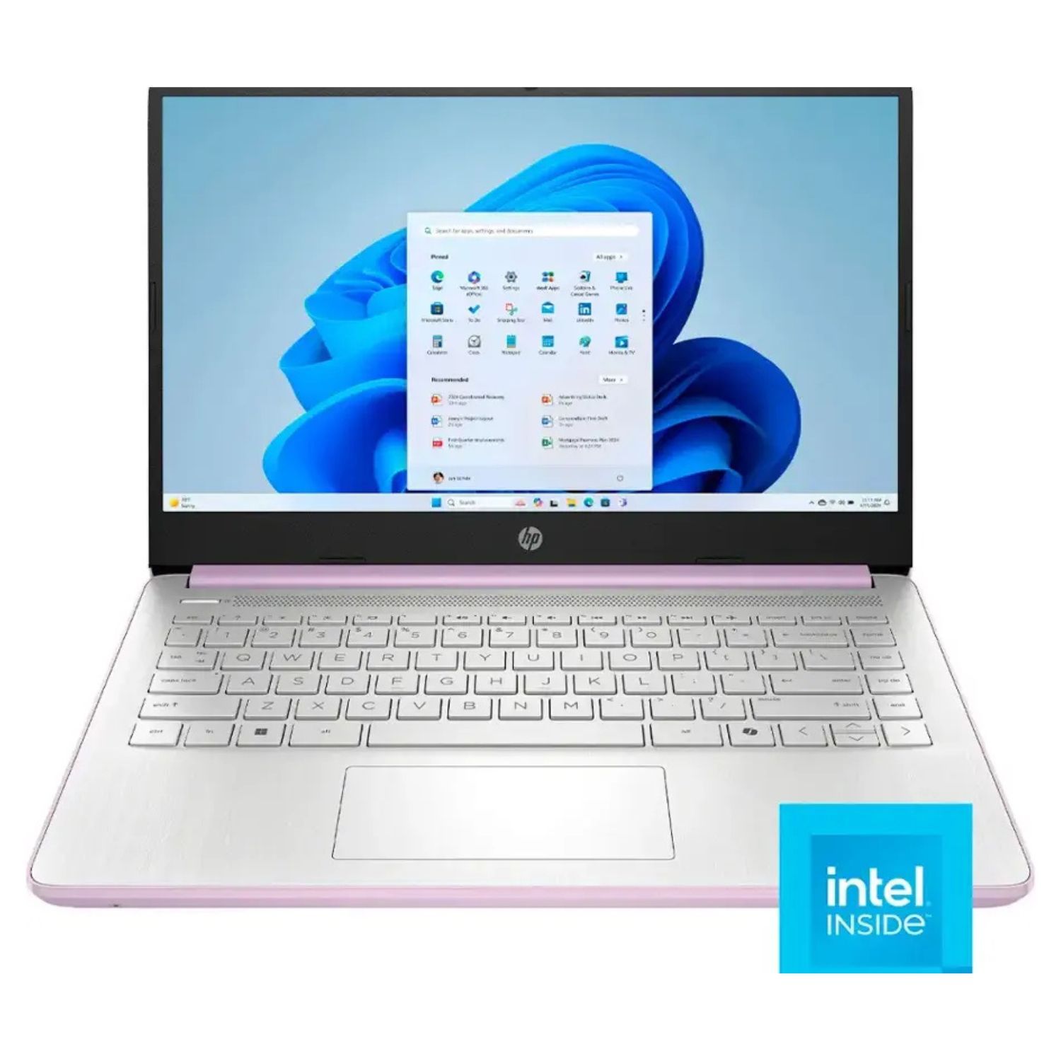 HP 14 inch laptop on a white background.