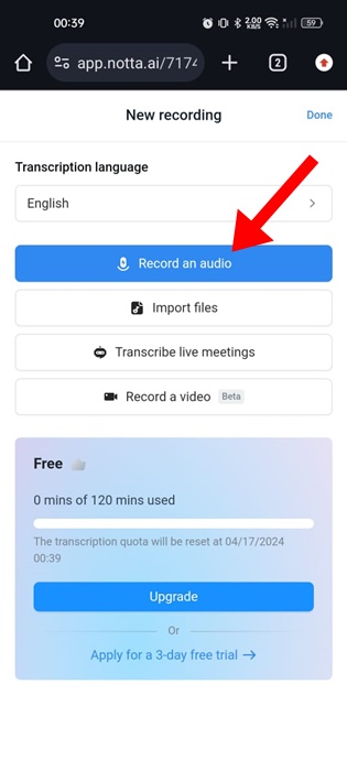 Record an Audio