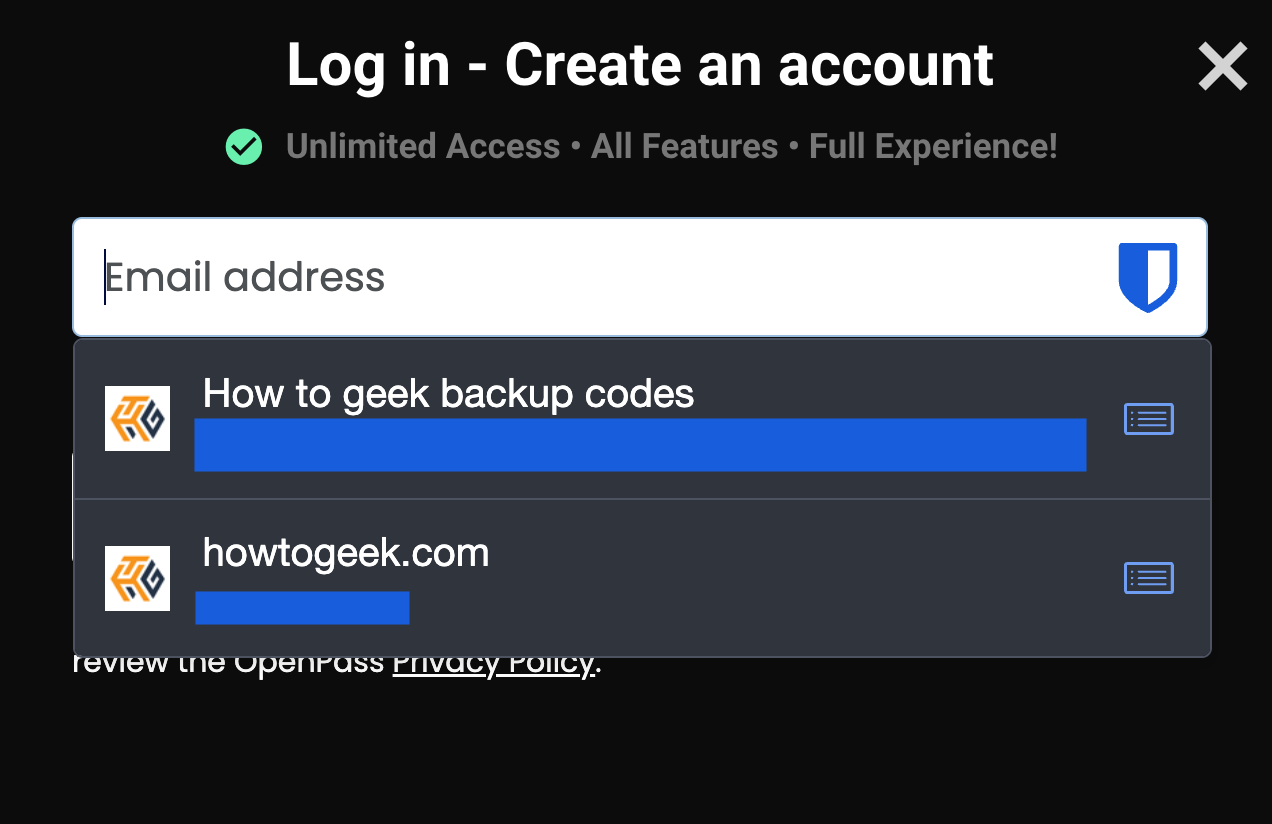 A screenshot showing a login screen with Bitwarden password autofill popups.