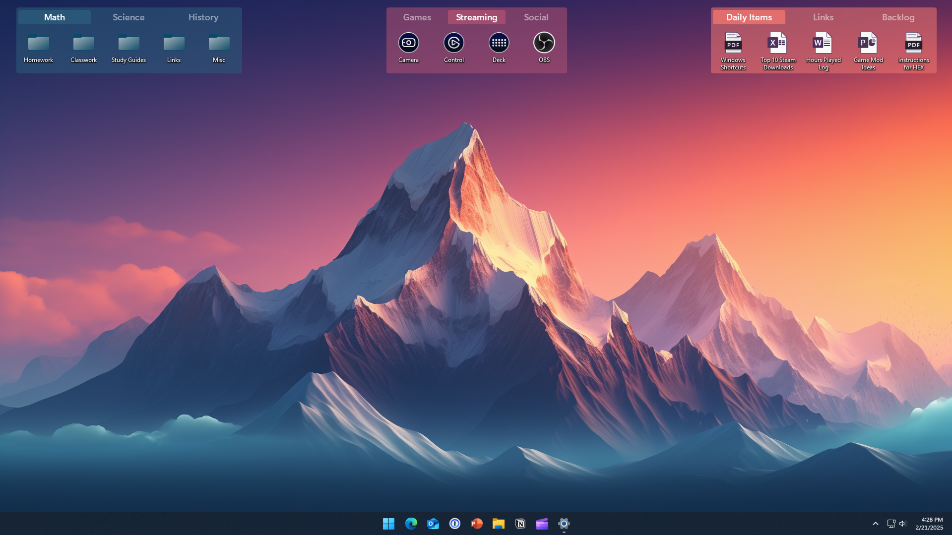 Stockdock Fences 6 showing different tab groups with blue and pink colors