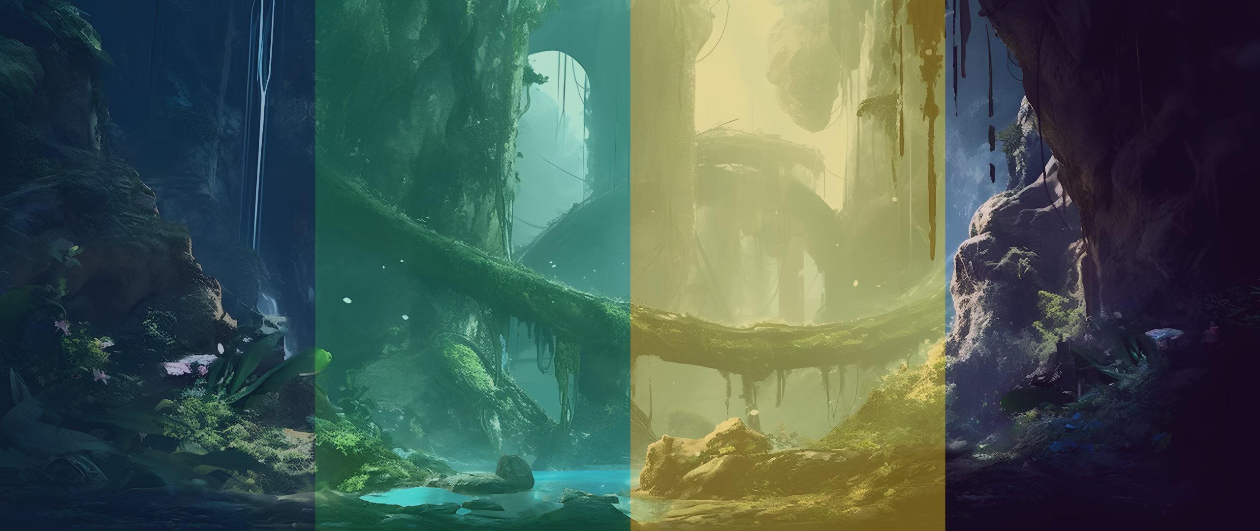 Ultrawide desktop wallpaper created using Midjourney.